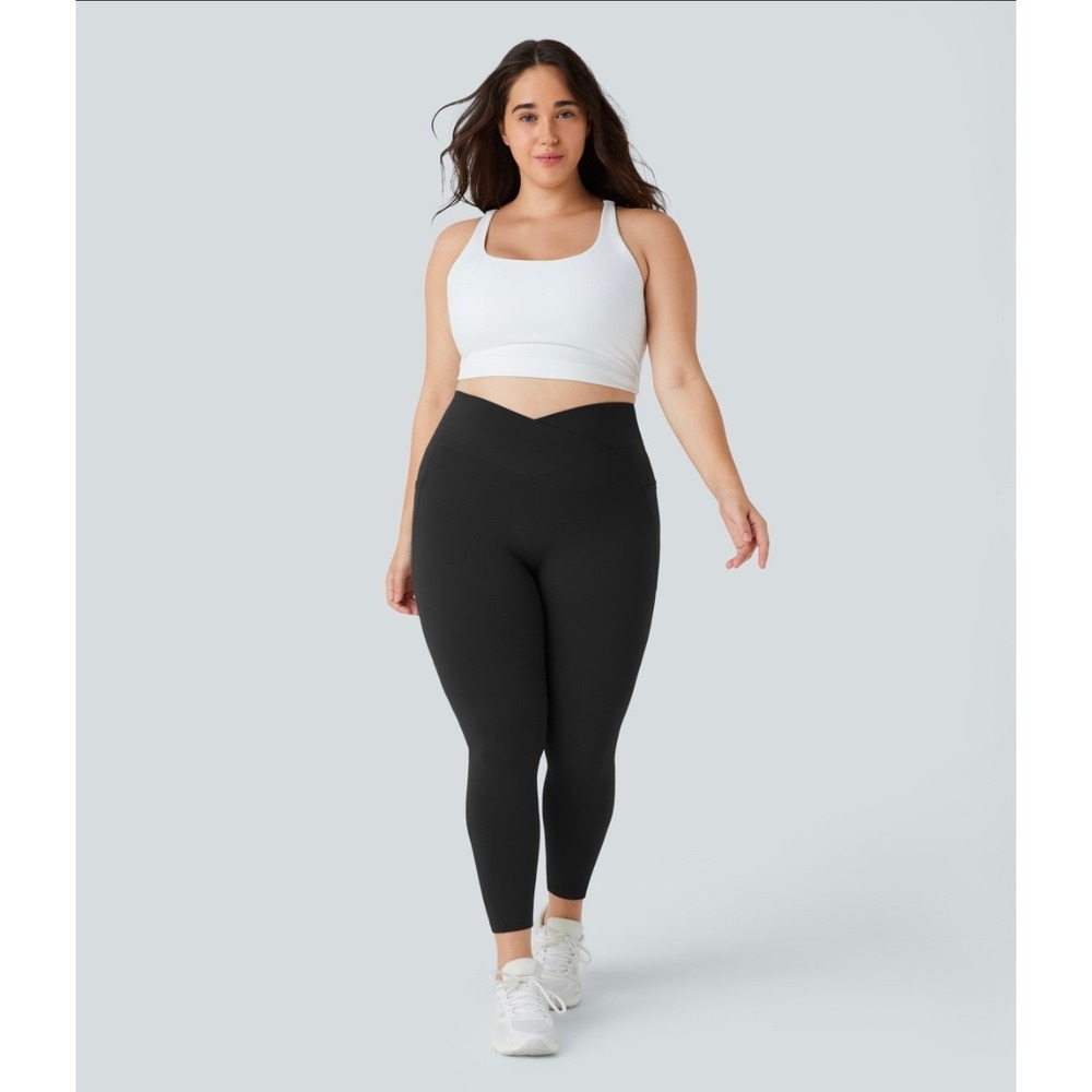 Halara SoftlyZero Black High Waist Crossover Pocket Leggings Plus 2X NWT